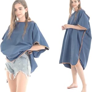 Sneldrogende Surfponcho Veranderende Handdoek Gelaagd Hoodie voor Volwassenen - Microvezel Strand Wetsuit Tops voor Surfen, Zwemmen en Baden