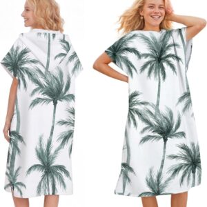 Sneldrogende surfponcho - Wikkeldoek Badjas - Strand Zwemmen Surfen - Met Capuchon - 85x110 cm - Kokosboom