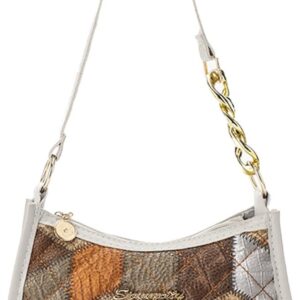 Solidchoice - Retroschoudertas voor Dames - Kleine Halve Maantas met Ritssluiting en Ruitpatroon