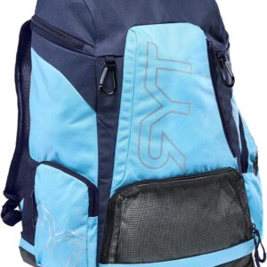 Sporttas - Rugzak Zwemmen - Sportspullen Opbergen - Natte en Droge Vakken - 45 Liter - Lichtblauw/Navy