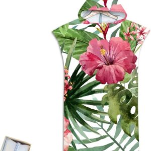 Strand Poncho Handdoek - Veranderende Badjas - Omkleden op Locatie - Snelle Droging - 110 x 75 cm - Rode Bloem