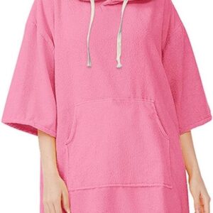 Strandhanddoek Poncho - Surf Poncho Wetsuit Poncho - Omkleden Strand - Met Capuchon - 110x75cm - Perzik Rood