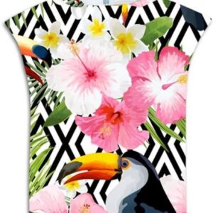 Strandlaken Poncho - Wetsuit Verwisselaar - Watersport Comfort - Sneldrogend Polyester - 75 x 110 cm - Bloemen Toucan