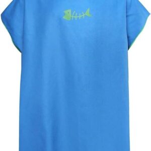 Surf Poncho - Omkleedponcho Handdoek - Wetsuit Wisselen - Met Capuchon - 109 x 88 cm - Blauw