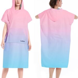 Surf Poncho - Omkleedponcho Strand - Snel Omkleden - Met Handige Zak - 110 cm Lengte - Roze Gradient
