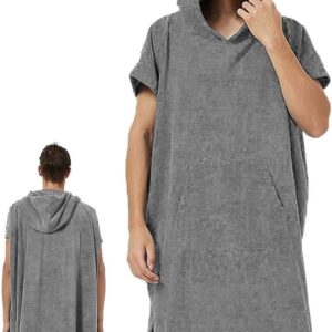 Surf Poncho - Strand Handdoek - Snel Omkleden - Met Capuchon - 80x110cm - Donkergrijs
