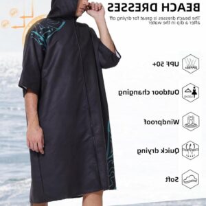 Surf Poncho - Veranderende Badjas - Strand Outdoor - Sneldrogend Absorberend - One Size - Zwart