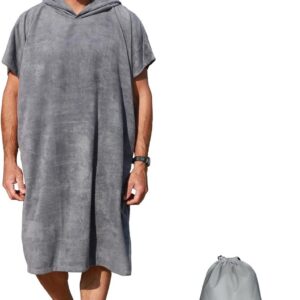 Surf Poncho - Wetsuit Handdoek - Kleden in Openbaar - Waterabsorberend Microfiber - 42 inch Lengte - Grijs