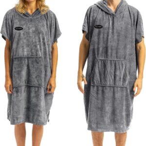 Surf Poncho - Wetsuit Robe - Omkleden Strand - Mobiele Kleedkamer - Eén Maat - Staal Grijs