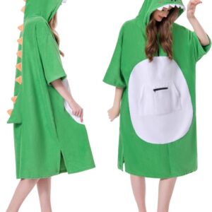 Surfponcho Handdoek - Veranderhanddoek Poncho - Watersport Strand - Met Capuchon Zak - 105 x 65 cm - Dinosaurus
