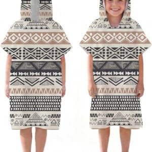 Surfponcho Kinderen - Wikkeldoek Badjas - Omkleden Strand - Sneldrogende Badstof - 60x60 cm - Etnische Strepen