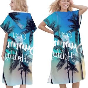 Surfponcho Microvezel - Wikkeldoek Badjas - Omkleden Strand - Sneldrogend Capuchon - 85x110 cm - Eiland Vakantie