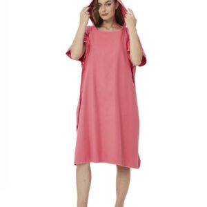 Surfponcho, voor dames, heren, volwassenen en tieners, ultralichte en snel drogende badponcho, handdoekponcho van microvezel, ook te gebruiken als aankleedhulp voor op het strand (rood)