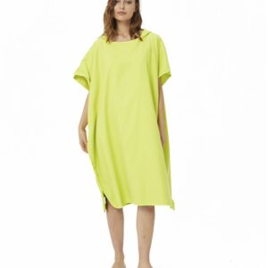 Surfponcho, voor dames, heren, volwassenen en tieners, ultralichte en snel drogende badponcho, handdoekponcho van microvezel, ook te gebruiken als aankleedhulp voor op het strand (Geelgroen)