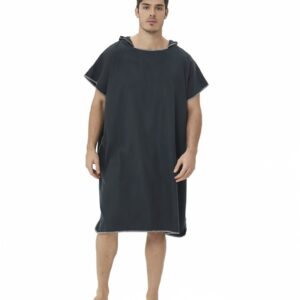 Surfponcho, voor dames, heren, volwassenen en tieners, ultralichte en snel drogende badponcho, handdoekponcho van microvezel, ook te gebruiken als aankleedhulp voor op het strand (zwart)