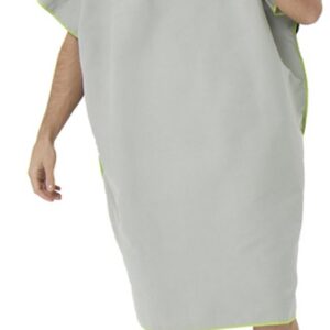 Surfponcho, voor dames, heren, volwassenen en tieners, ultralichte en snel drogende badponcho, handdoekponcho van microvezel, ook te gebruiken als aankleedhulp voor op het strand (Lichtgrijs)