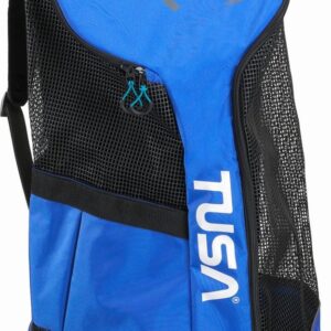 TUSA Mesh Backpack - Rugzak van versterkt mesh voor duik- en snorkeluitrusting, grote capaciteit (81 L), sneldrogend en comfortabel draagcomfort - Zwart/Blauw - BA0103 CBL