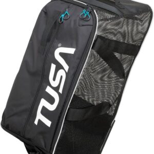 TUSA Mesh Roller Bag - Reistas op wielen van mesh voor het transport van complete duikuitrusting, met vakken en schouderband - Zwart/Zwart - BA0301 - 92L