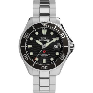 Timex Deepwater Meridian Quartz Analoog Horloge Zilver En Zwart Kast: 100% Roestvrij Staal | Armband 100% Roestvrij Staal 44 mm TW2W81900AJ, TW2W82000AJ