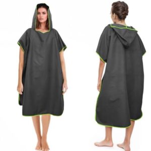 Universele badponcho en strandhanddoek van microvezel met capuchon voor dames en heren - Sneldrogend en lang, donkergrijs