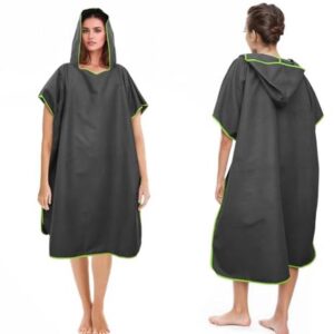Universele badponcho en strandhanddoek van microvezel met capuchon voor dames en heren - Sneldrogend en lang, donkergrijs