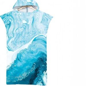 Volwassen Badcape met Kap - Handdoek Poncho voor Strand, Zwemmen en Wetsuit Verwisselen - 85x110cm, Ideaal voor Surfing en Buitensporten