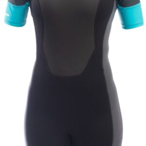 Watrflag Shorty Adelaide - Dames - 3mm Neopreen met Lycra mouwen - Zwart/grijs/turquoise M