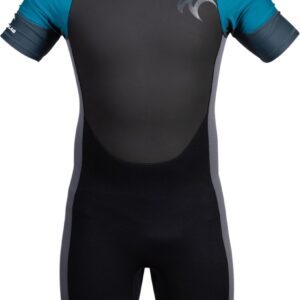 Watrflag Shorty Queenstown Heren - 3 mm neopreen met Lycra korte mouwen - Zwart/grijs/petrol S