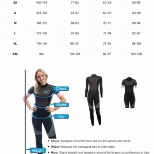 Watrflag wetsuit Sydney Dames - korte mouwen van Lycra - 3 mm neopreen - zwart/grijs/rose XS