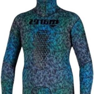 Wetsuit Jas - Duikjas Neopreen - Watersport Bescherming - Indigo Camouflage Patroon - 3 mm - Blauw
