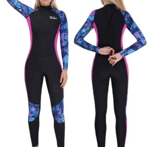 Wetsuit voor dames, 3/2 mm wetsuits voor dames, volledige lengte met ritssluiting aan de achterkant, neopreen duikpak voor dames met lange mouwen voor snorkelen, surfen, peddelboarden,