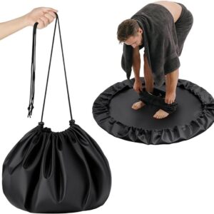Wikkelmat Strandtas - Surfmat Aankleedmat - Wetsuit Wisselen - Waterdicht Trekkoord - 90 cm Diameter - Zwart