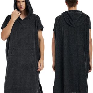 Zwarte surfcape, aankleedbadjas met capuchon, dik en sneldrogend wetsuit voor dames en heren, aankleeddoeken.