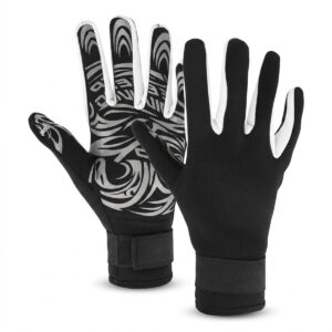 Zwarte wetsuit handschoenen duik handschoenen dames heren vijfvingerig antislip neopreen 2 mm warm voor duiken snorkelen surfen watersport handschoenen met verstelbare polsband maat L