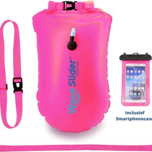 Zwemboei voor Veilig Openwater en Triatlon Zwemmen - Zwem Boei - Reddingsboeien - incl. drybag /Saferswimmer/Safe swimmer/ 20 Liter + Waterdichte smartphone hoes - Waveslider®