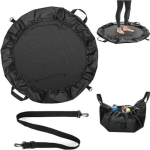 carmdering - Omkleedmat - Strandmat - Waterdichte Tas - Diameter 80 cm, 100% polyester, waterafstotend - Met trekkoordsluiting, droog/nat scheiding - Voor wetsuit, badkleding en handdoeken - Perfect voor zwemmen, surfen en kajakken - Zwart